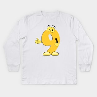 Number 9 Smiley Monogram Face Emoji Shirt for Men Women Kids Kids Long Sleeve T-Shirt
